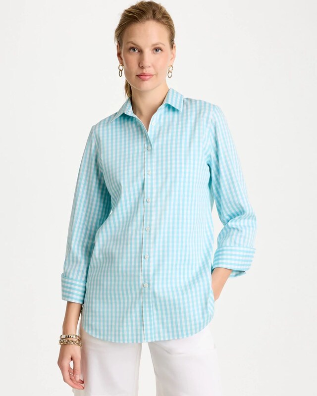 No Iron Stretch Gingham Shirt - image 1